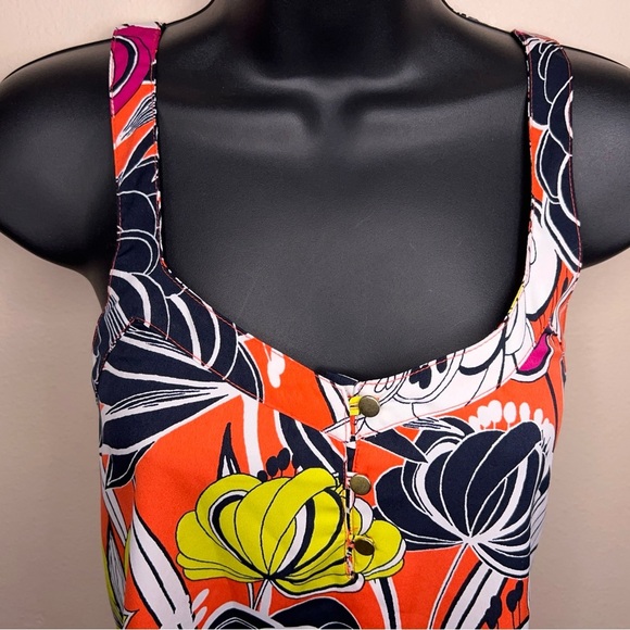 Small Banana Republic Colorful Floral Tank Blouse White Yellow Orange Vneck - Picture 8 of 14